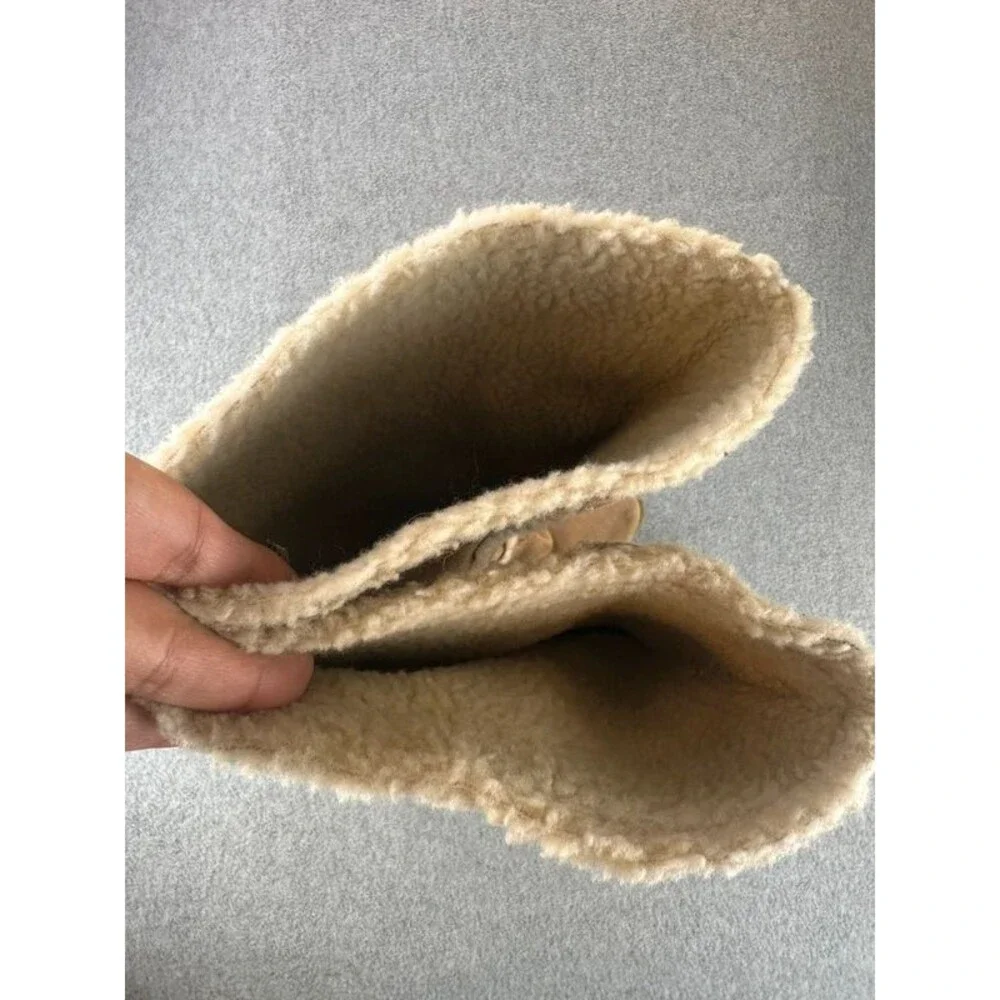Vintage Y2K Genuine Suede Sherpa Lined Tan Tall Womens Boots Size US 7 Cabincore